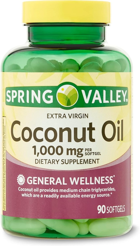 IKJ Extra Virgin Coconut Oil General Wellness Dieetsupplement Softgels, 1000 mg, 90 Tellen