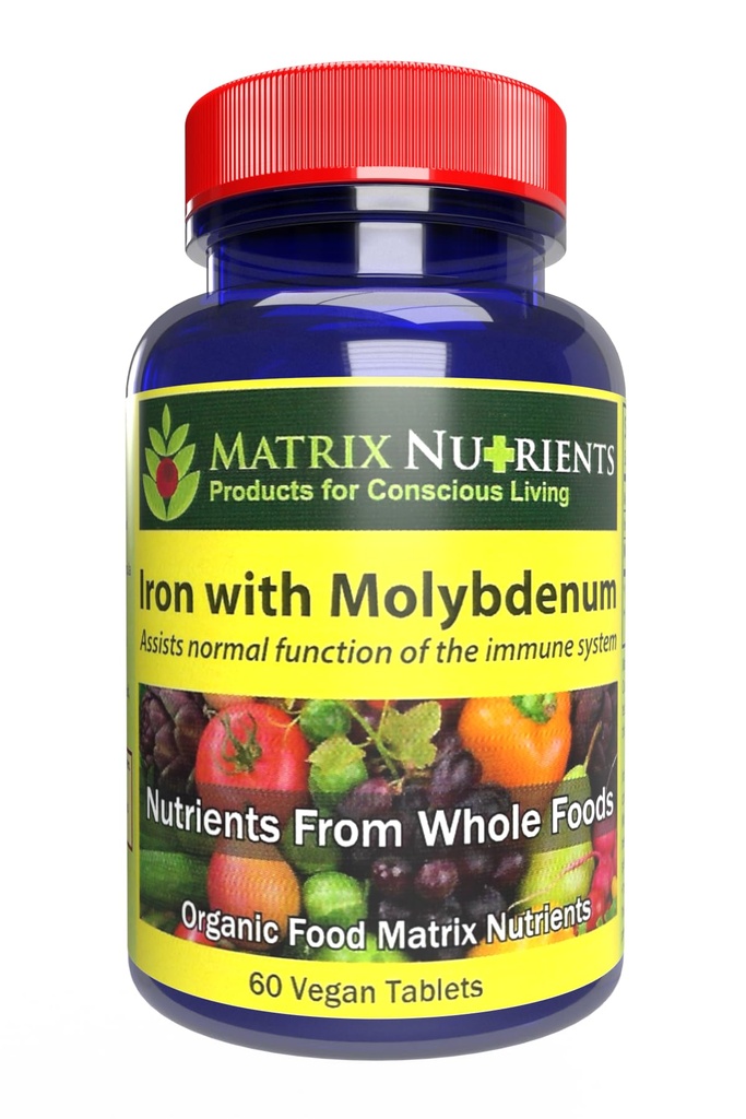 IJzer met Molybdeen - Immune en Stress Support, ANTIOXIDANT Health, Assists with Cellular Growth - 100% Organic - Vegan Tablets (60ct)