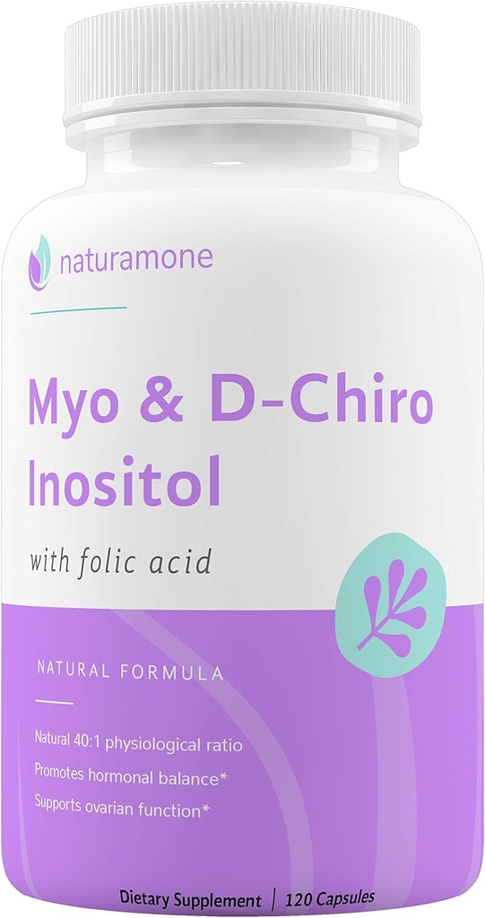 Myo-Inositol & D-Chiro Inositol Blend with 100% of Daily Folate - 40:1 Fysiologische ratio - Polycysteus Ovariumsyndroom (PCOS), Hormonale Balance en Ovariaanse Ondersteuning 120 Capsules