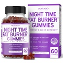 Night Time Fat Burner Gummies (60 Count) Gewichtsverlies & Metabolisme - Suikervrije - Heerlijke Raspberry Flavored Melatonine Supplement Gummies - Vegan Safe - Derde partij getest - Made in USA