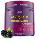 Keto Vitals Poudre d'électrolytes antioxydants - Mélanger des électrolytes kéto avec du potassium, du magnésium, du sodium et du calcium - Pas de sucre Mélange d'électrolytes et poudre d'hydratation, 60 portions, BlackBerry