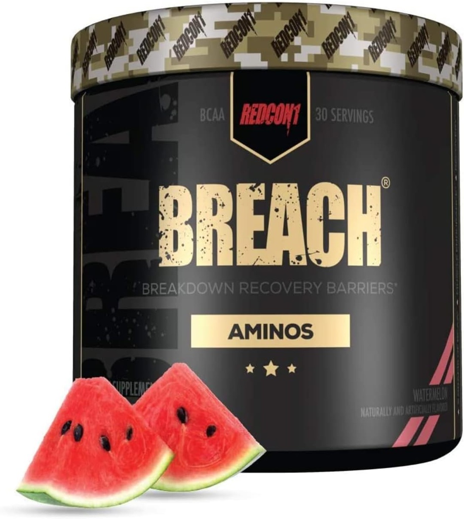 REDCON1 Breach BCAAs, Watermeloen - Keto Friendly + Sugar Free Essential Amino acids for Recovery - Bevat BCAA's L-Leucine, L-Isoleucine & L-Valine (30 porties)