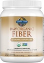 Tuin van het leven Rauwe biologische vezelpoeder, 30 porties, 15 biologische Superfoods, Probiotica, Omega-3 ALA, 4g Oplosbare vezel, 5g Onoplosbaar voor Regularity, Psyllium Husk Gratis