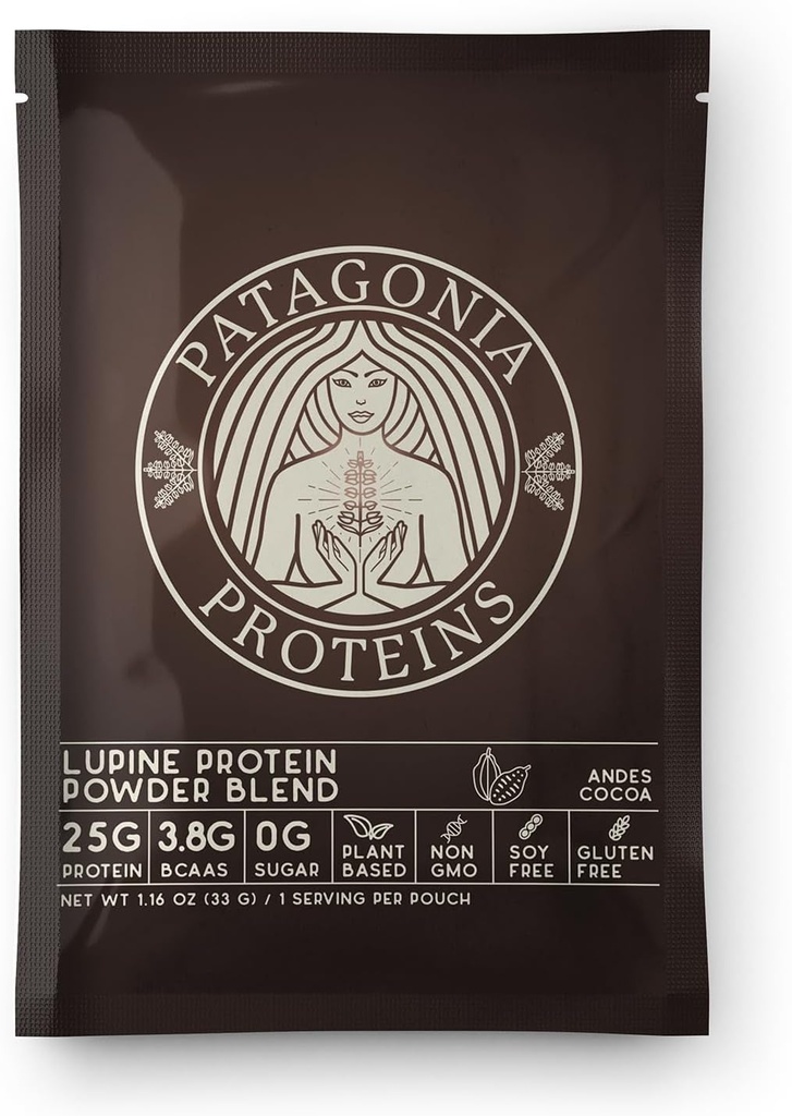 Veganistisch eiwit Geoogst in Patagonië, 25g, 110 Cal, 3.8g BCAA's, Plant-based, Non-GMO, Suikervrij, Sojavrij, Glutenvrij (Andes Cacao, 1 Serving)