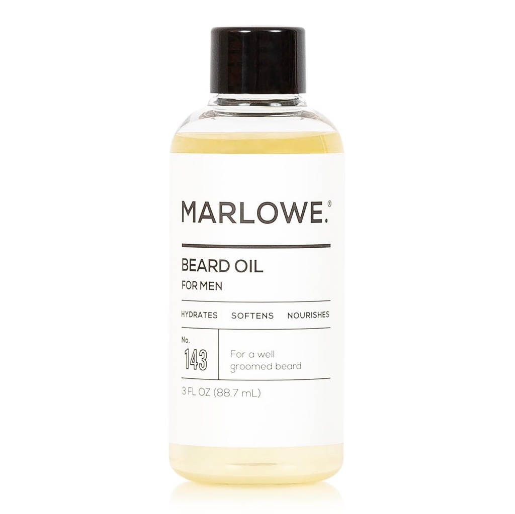 Marlowe. Nr. 143 Beard Oil 3 oz, Conditioning Oil for Men, Softer & Fuller Baard Care, 100% natuurlijke Softener met Zonnebloem & Saffloer Oils, Conditions & Nourishes, Fragrance Free