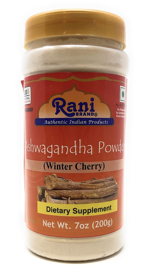 Rani Ashwagandha Poudre (Withania Somnifera) 7oz (200g) PET Jar ~ Tout naturel , Pas de couleur , Gluten Friendly , Vegan , Non-OGM , Pas de sel ou de remplissage , Origine indienne