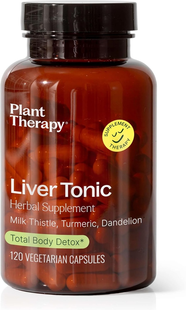 Plant Therapie Lever Tonic Kruidensupplement Capsules, Ondersteunt leverfunctie, Ontgiften voor optimale gezondheid, Natuurlijk Boost Energieniveaus, 120 Vegetarische Capsules (4 maanden levering), Made in the USA