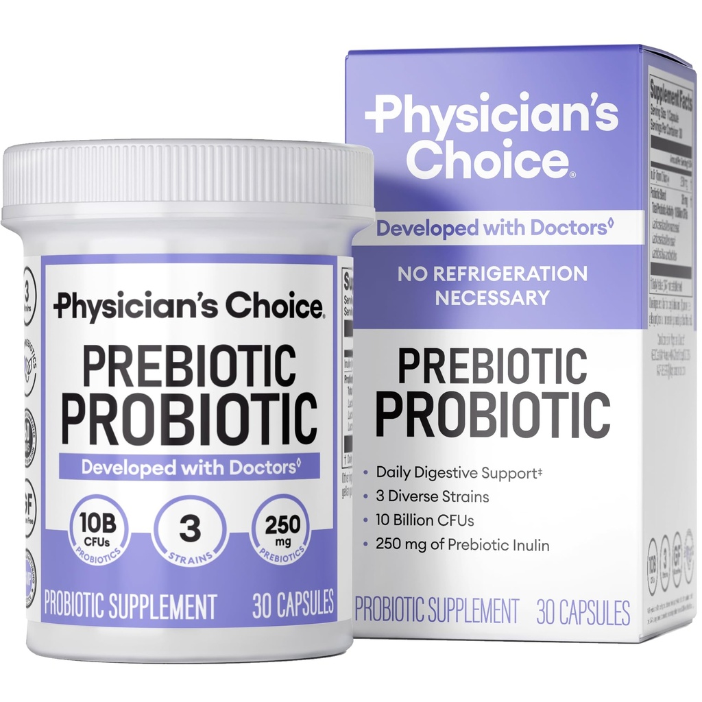 KEUZE van de arts Prebiotic-Probiotic - Multi-strain Probiotics & Synergistische Prebiotics - Ontworpen voor de spijsvertering gezondheid, ondersteuning Gut Microbiome - Krachtige PrePro voor Gut Health - voor vrouwen en mannen