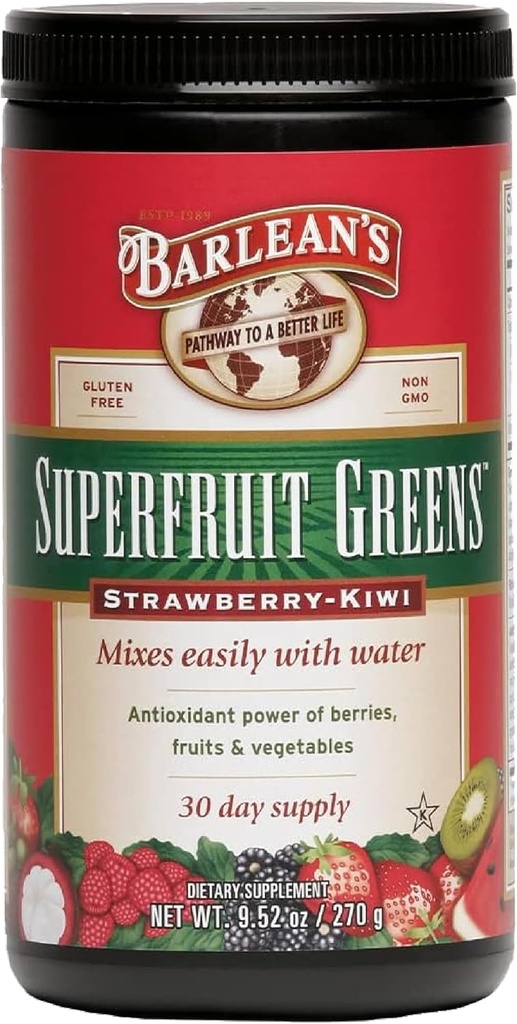 Barlean's Superfruit Greens Powder with Antioxidant Power Of Berrys, Fruits and Fruits 