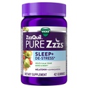 ZzzQuil PURE Zzzs de-stress Melatonine slaaphulp Gummies, helpt uw geest en lichaam te kalmeren, Ashwagandha voor stress ondersteuning, slaapmiddelen voor volwassenen, 1 mg per gummy, 42 Tellen