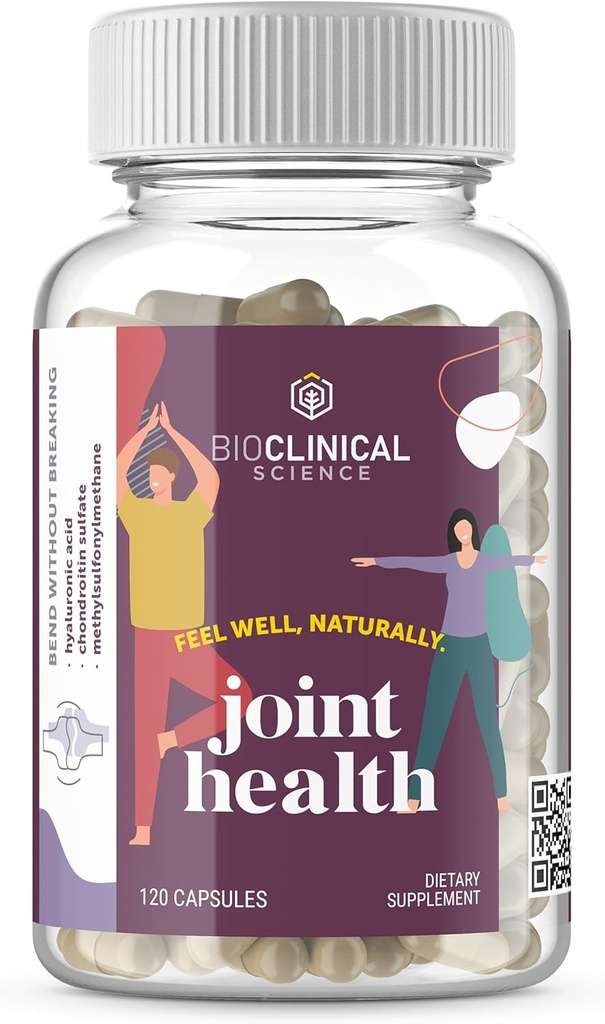 Santé articulaire - Formulé scientifiquement avec le sulfate de chondroïtine, l'acide hyaluronique et le méthylsulfonylméthane - 120 capsules - 60 jours