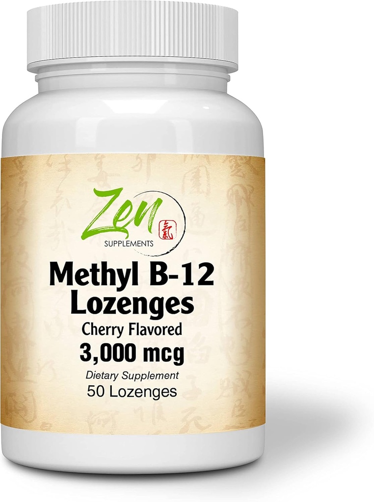 Methylvitamine B-12 Supplement - met vitamines B6, Folaat, Biotine - Ondersteuning Cardiovasculaire gezondheid, gezond immuunsysteem, hersenen en zenuwfunctie - 50 Lozen
