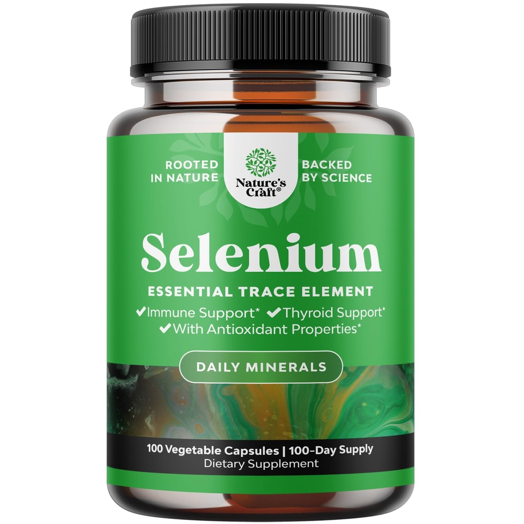 Gistvrij Selenium 200mcg Capsules - High Potency Selenium Supplement voor Immunity Antioxidant and Thyroid Support Essential Trace Mineral - Vegan Non-GMO Gluten Free & Made in the US - 100 Tel.