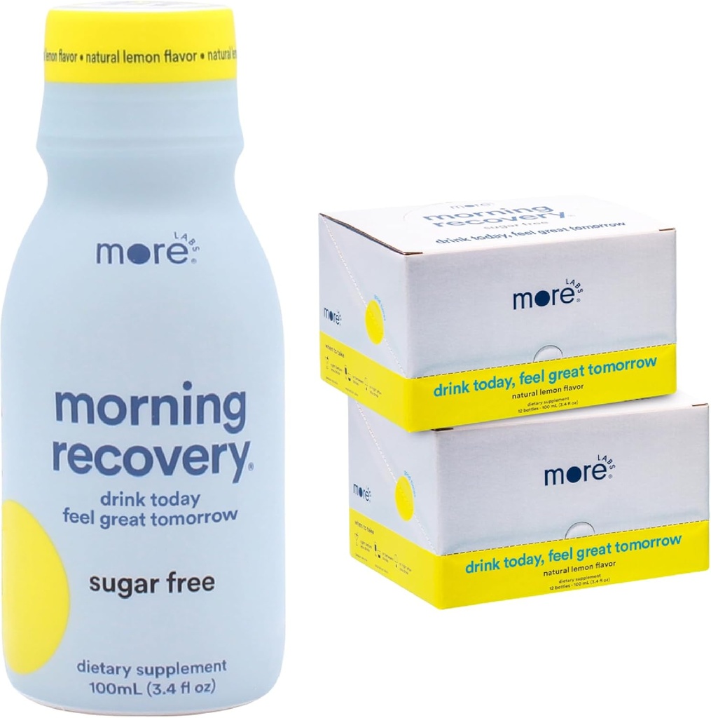 Ochtendherstel Electrolyt, Melkdistel Drank Eigen Formulatie te Hydrateren tijdens het drinken, Zeer Oplosbare vloeibare DHM, Niet GGO, Veganistisch, Glutenvrije, Suikervrije Citroen, Pack van 24