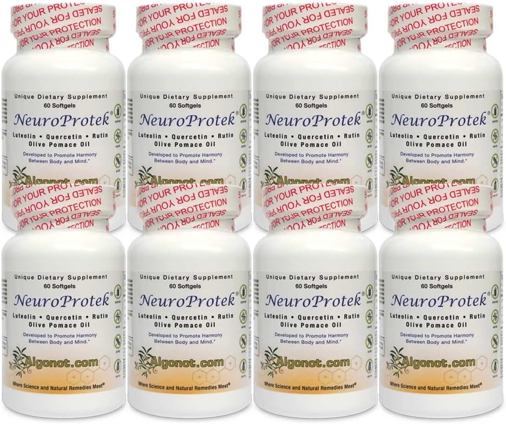 Algonot NeuroProtek 8 Pack: De enige liposomale luteolineproducten die Olive Pomace Oil gebruiken. Combinatie van luteoline, quercetine en rutine in Olive Pomace Oil (Verlaagde prijsbundel)