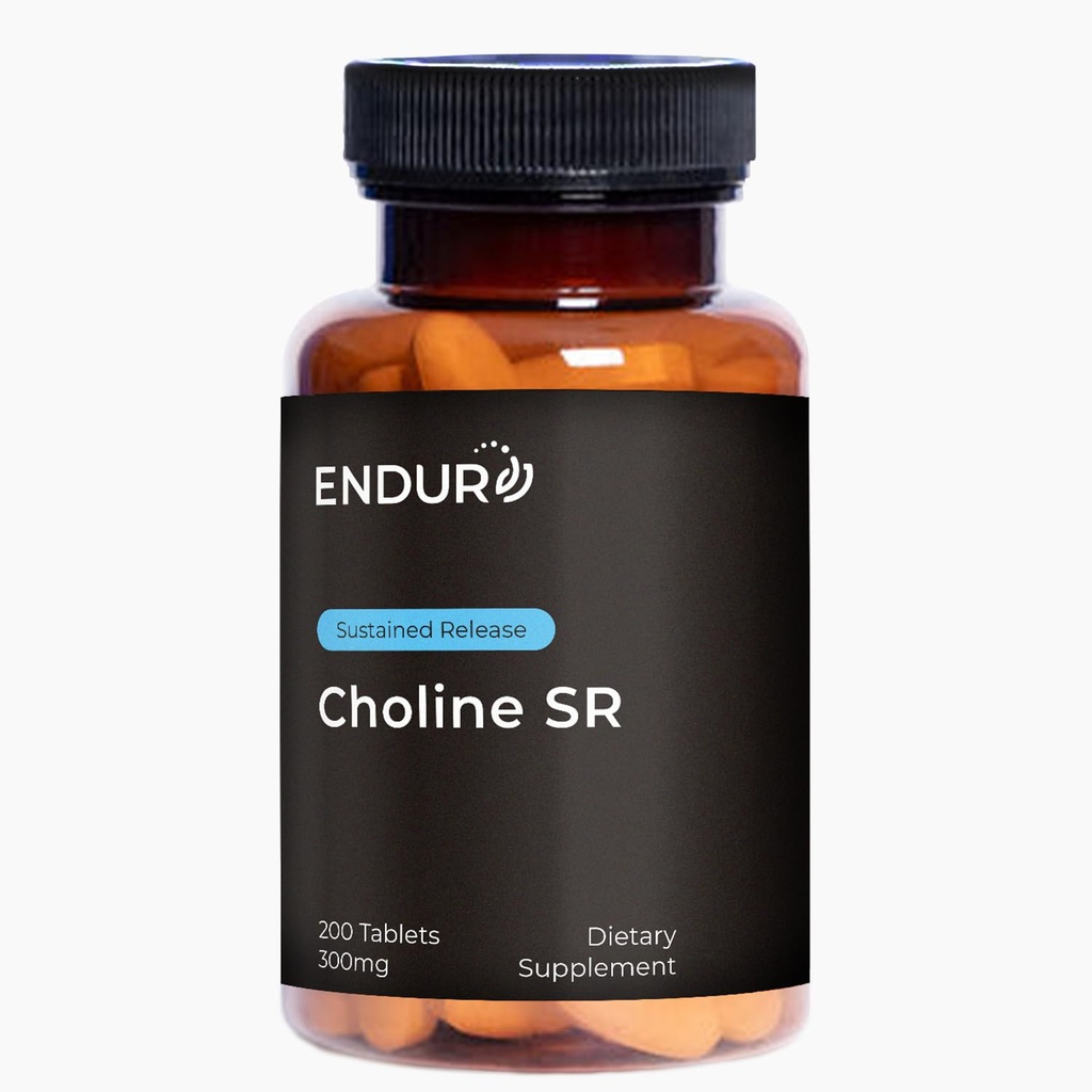 Endur Choline L(+) Supplément de soutien au bitartrate, au cerveau et au foie pour aider à garder votre esprit vif, essentiel pour le développement foetal, 300mg (200 comprimés)