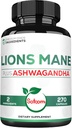 Satoomi Lions Mane Supplément Capsules avec supplément Ashwagandha - 270 Capsules - haute concentration pour le repos mental, la santé cérébrale, le système immunitaire et le focus support - sans gluten, sans OGM