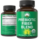 USDA Bio 3-en-1 Fibre Prébiotique - Capsules Vegan pour Gut, Santé Digestive. Prébiotiques crus à base de plantes alimentaires entières Pills supplément avec l'inuline (Artichaut de Jérusalem), fibre d'acacia, fibre solaire