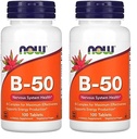 NOW Supplementen, Vitamine B-50 mg, Energieproductie*, Zenuwstelselgezondheid*, 100 tabletten (verpakking van 2)