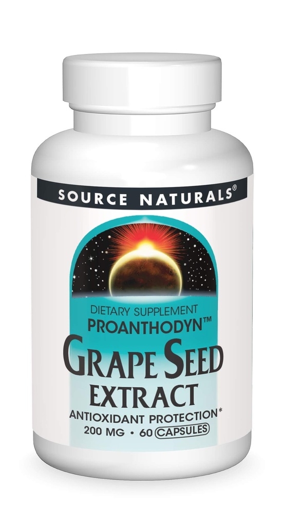 Source Naturals Extrait de graines de raisin proanthodyne, protection antioxydante, soutient un cerveau vieillissant en santé*, 200 mg - 60 capsules