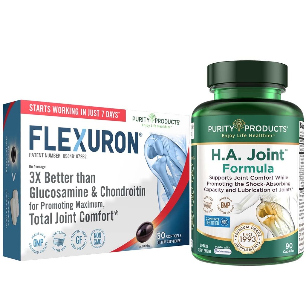 Zuiverheid Producten Flexuron Joint Formula + H.A. Joint Flexuron (Krill Oil, Low Molecular Weight Hyaluronic Acid, Astaxanthine) - HA Joint (BioCell Collageen, Boswellia Serrata, Quercetin, H.A. + More)