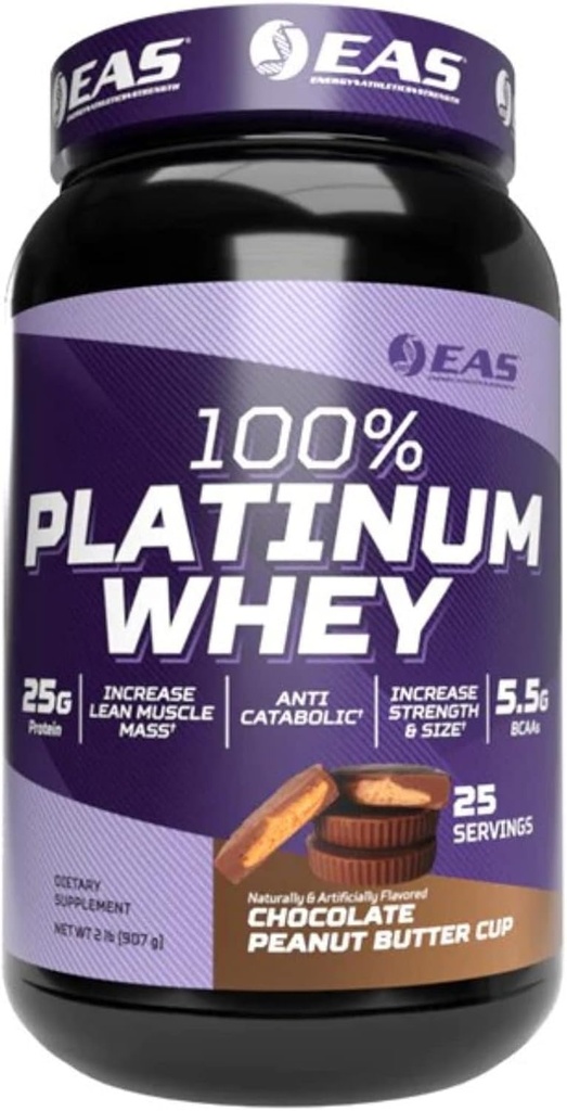 EAS 100% platine 3 protéines de lactosérum Ultra-platine Augmenter la taille et la force de 25g Protéines, 5,5g BCAAs