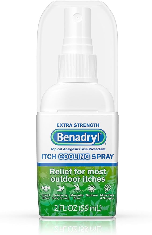 Benadryl Extra sterkte Anti-Itch Cooling Spray, Topical Analgetic en huidbescherming voor verlichting van de meeste buiten jeuken, Reisgrootte, 2 fl. oz (pakket van 3)