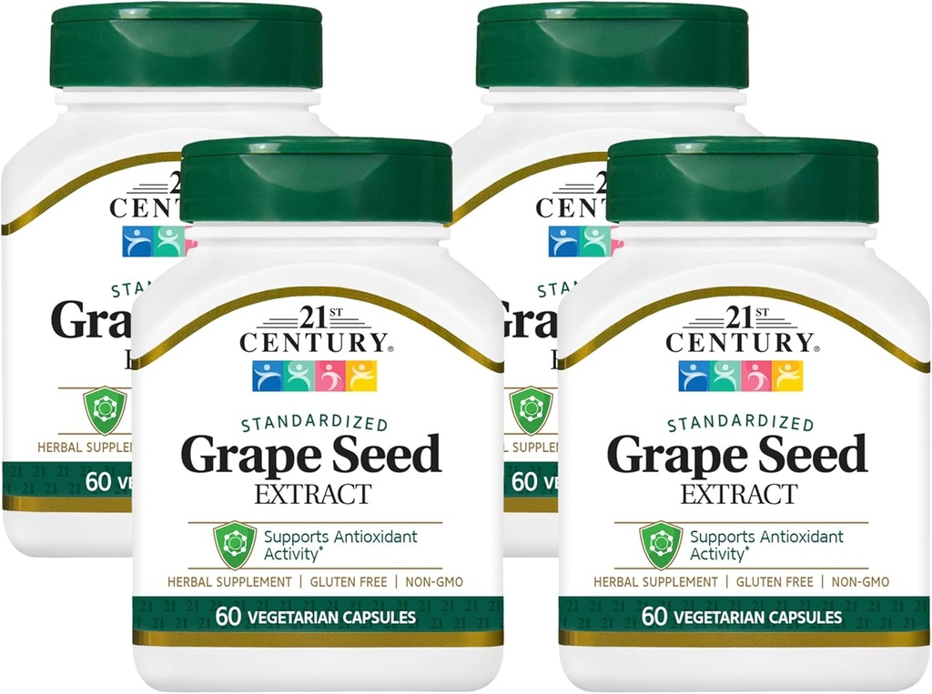 21e eeuw Grape Seed Extract Veg Capsules, 60 Tel (21378) (verpakking van 4)
