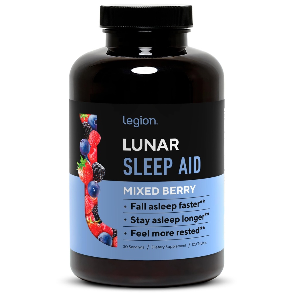 Legion Maan Natuurlijke slaaphulp Kauwtabletten met Melatonine, L-Glycine, 30 Serving