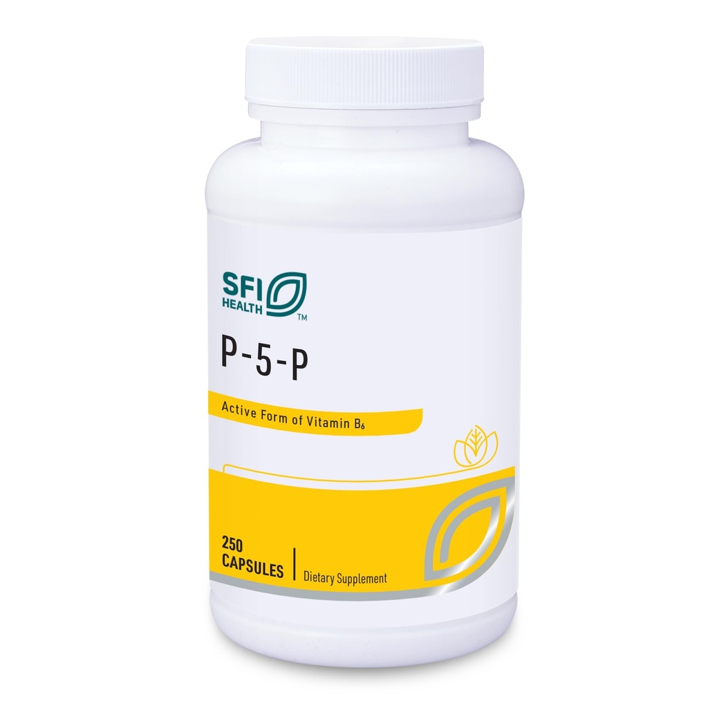 Klaire Labs SFI Health P-5-P - 30 Milligrammes de vitamine bioactive B6 Pyridoxal-5-Phosphate pour le soutien métabolique et hépatique, hypoallergénique (250 capsules)