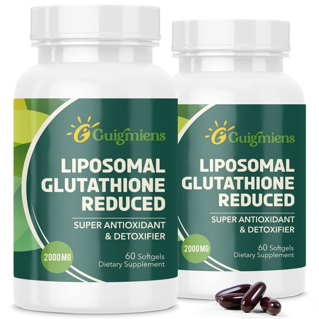 oumebiu Glutathion liposomique 2000 MG, 10x Mieux Absorption, supplément de glutathion avec acide hyaluronique+péptide de collagène+résvératrol, puissant antioxydant, vieillissement de la santé, santé immunitaire, 120 Compte