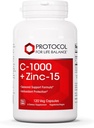 PROTOCOL VOOR LIFE-BALANS C-1000 + Zink-15 - Vitamine C & Zinkbisglycinaat - Immuunondersteuningssupplement - Antioxidantensupplement - met ascorbinezuur - 120 Veg Capsules
