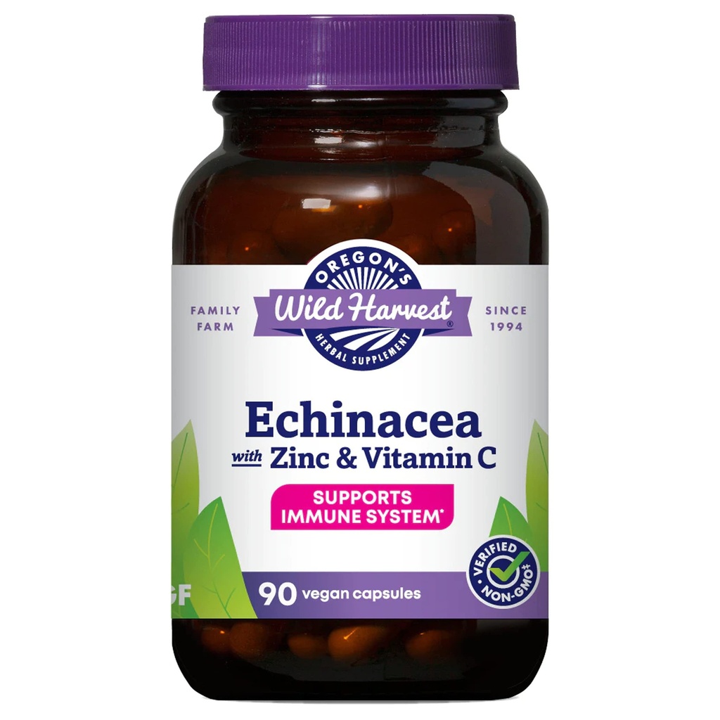 Oregon's Wild Harvest Echinacea met zink en vitamine C capsules, 90 Tellen