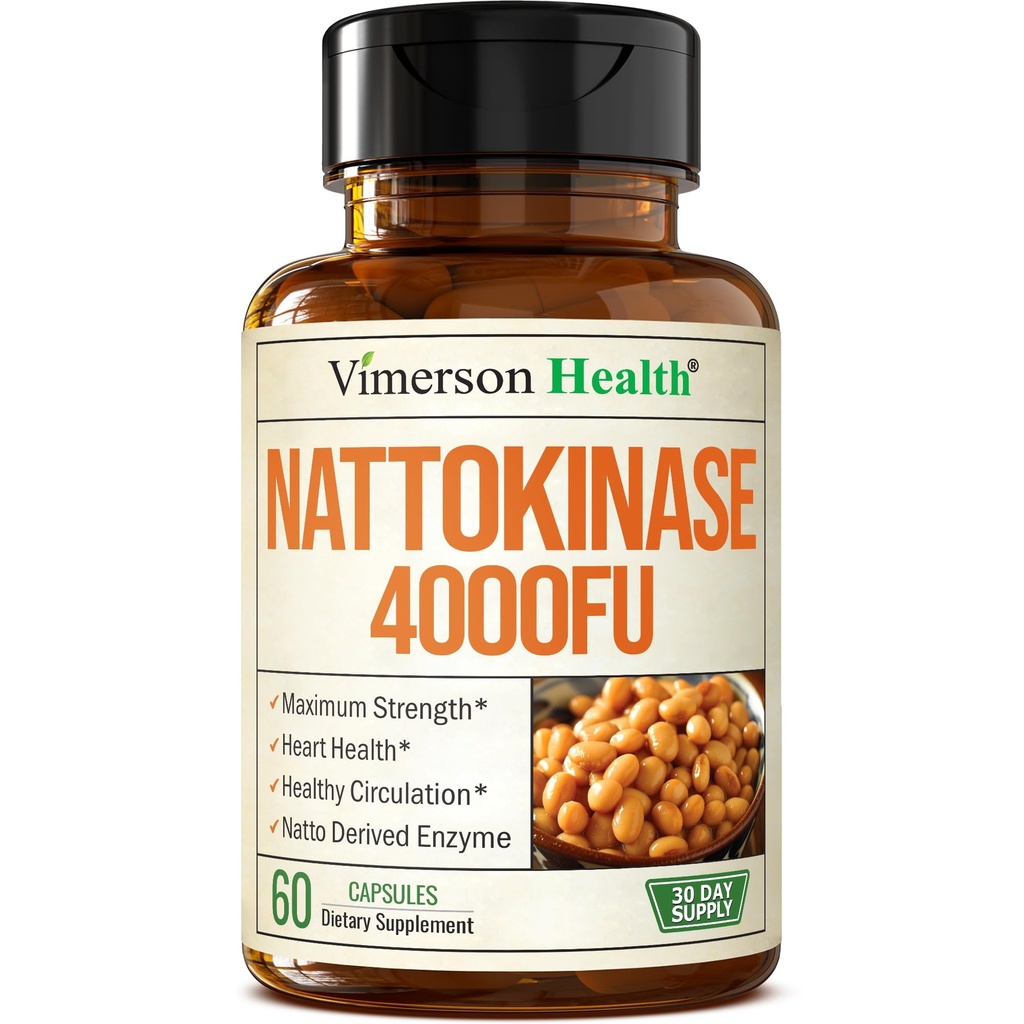 Nattokinase Supplement - Heart Health Supplements with Nattokinase 4000 FU - Max Strength Circulation Supplements - Systemic Enzymes for Healthy Circulatie & Smooth Flow. Niet-GMO & Veganistisch. 60 capsules