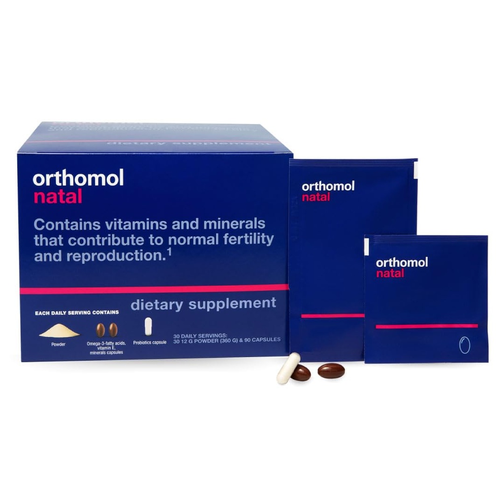Orthomol Natal, Prenatale voedingsondersteuning voor vruchtbaarheid, zwangerschap en borstvoeding, uitgebreide vitamines, mineralen en essentiële voedingsstoffen 30 tellen (pakket van 1)