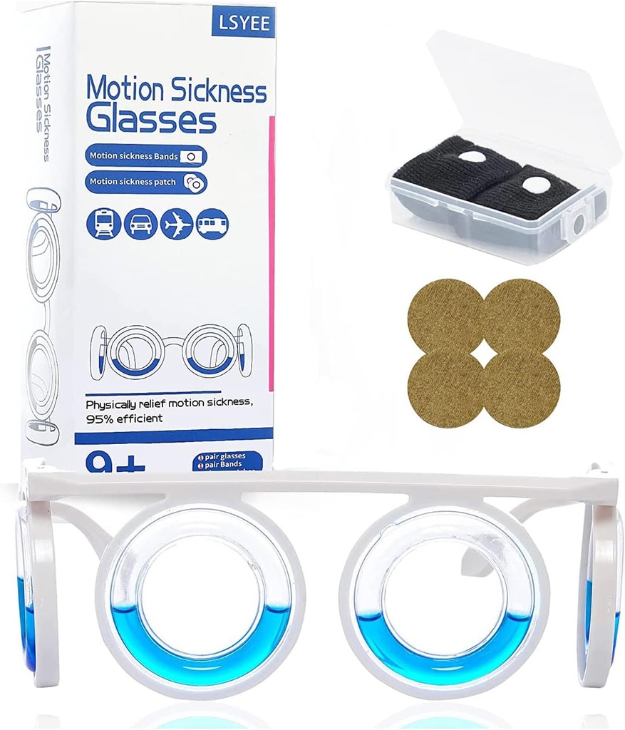 Anti-beweging ziektebril,Motion Ziekte Bands(Random Color),Motion ziekte Patch,Antiemetic,Drie in een pakket voor volwassenen of kinderen