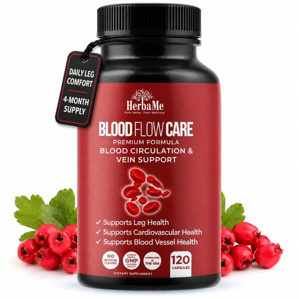 Supplément de circulation sanguine, 120 capsules, soutient la veine des jambes, le cœur, les vaisseaux et la santé cardiovasculaire avec Niacine, L-Arginine, Ginger, Cayenne Pepper, Hawthorn, Diosmin, pilules de flux sanguin