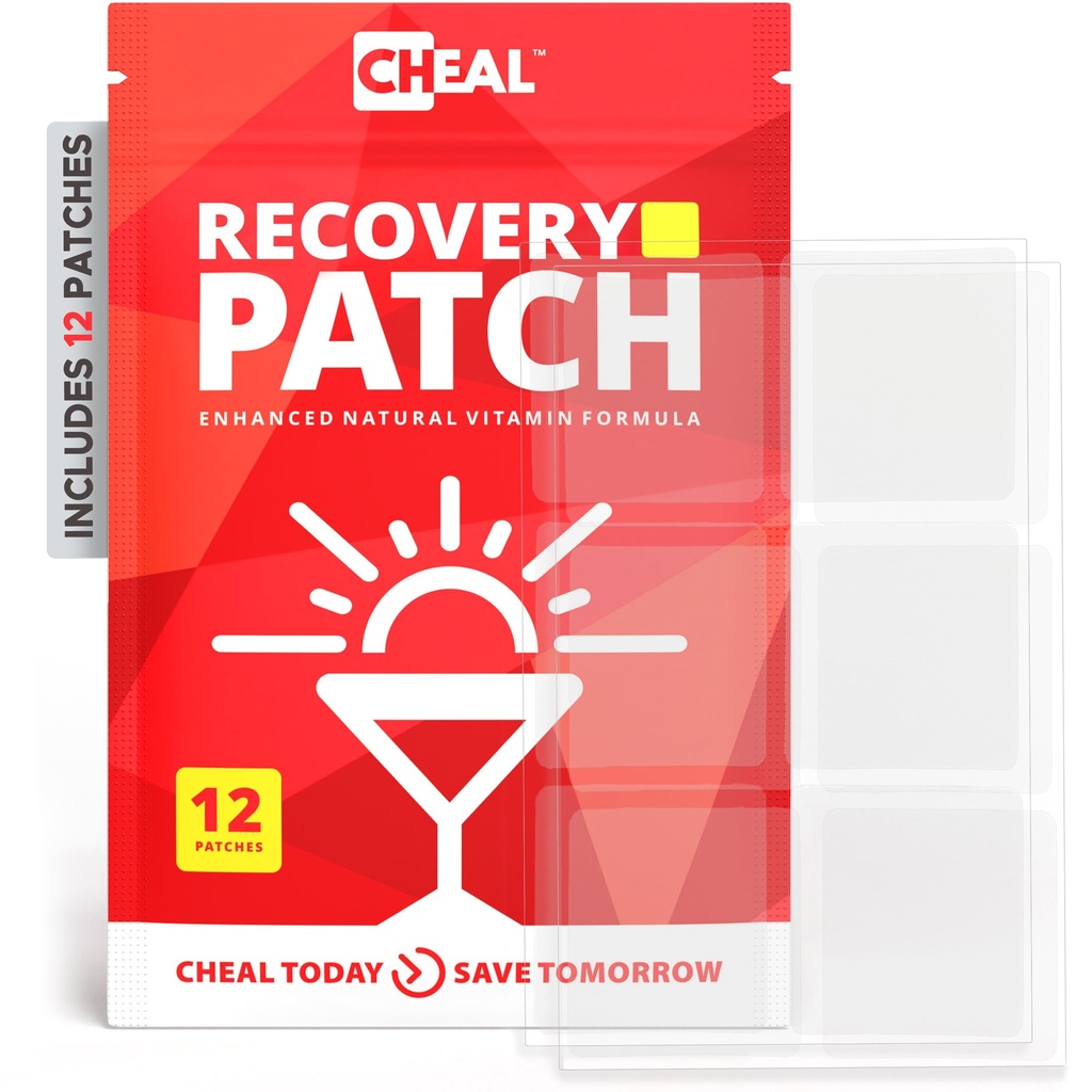 Party Recovery Patches - 12 Pack - Bounce Back After a Night Out. B Complex Formula for Better Mornings - 100% Natural. Transparent & Waterproof - Party Essential - Made in USA