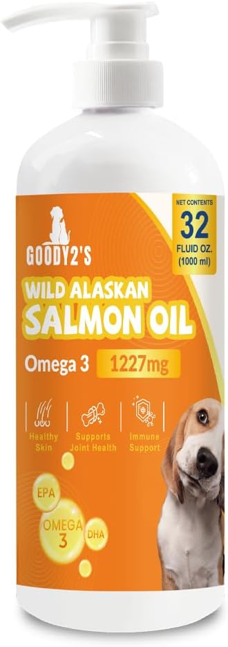 Alaska Salmon Oil for Dogs & Cats - Omega 3 EPA DHA Fish Oil for Healthy Skin & Coat, Joint & Bone Support, Allergie Relief, & Ontsteking Defense - 32oz All-Natural Liquid Supplement