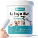 Wipes de doigt nettoyant d'oreille 60 comtes, nettoyant d'oreille de chien, kit de toilettage pour chiens et chats, tampons de nettoyage otiques doux et faciles, enlever la cire, la dirt et l'arrêt Smelly, démangeaison, non irritant, parfum de noix de coco