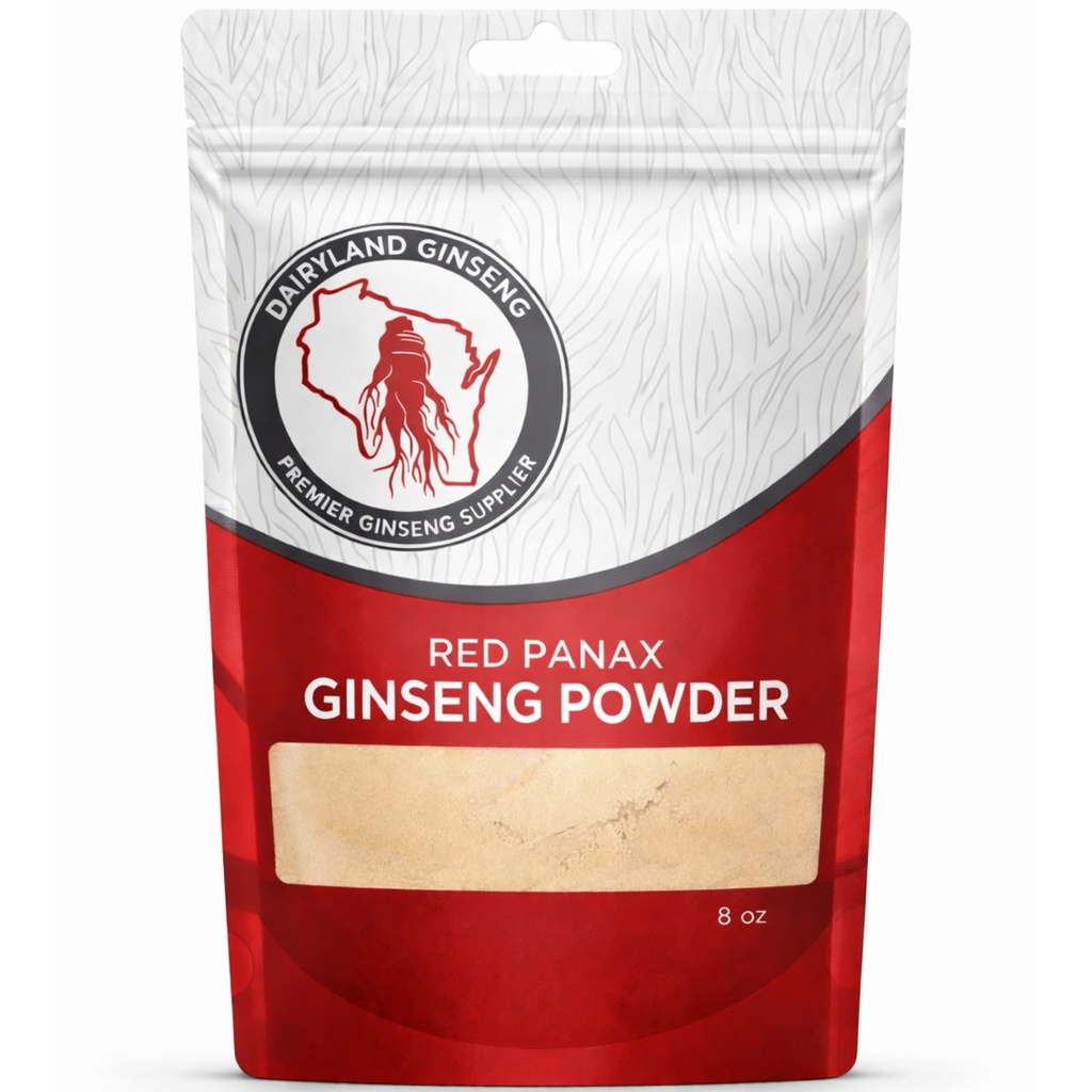 Red Panax Ginseng Powder with Natural Ginsenosides (8 oz) - Ondersteunt gezonde energie, vitaliteit, Mood en meer, Koreaanse Panax Ginseng Wortelpoeder voor Smoothies, Koffie of Dranken (1 Pack)