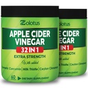 Zolotus Capsules de vinaigre de cidre de pomme 32in1, avec curcuma, cannelle, chardon de lait, berbère, fraise, quercetine - (2 boîtes) 60 Capsules