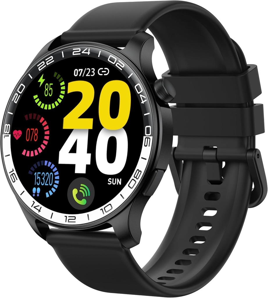 Smart Watch, 40mm AMOLED Touchscreen Smartwatch voor mannen Vrouwen (Antwerpen/Maak Call), Fitness Tracker met 110+ Sportmodi, IP68 Waterdicht/Spo2/Pedometer/Sleep Monitor, Activity Tracker voor Android iOS