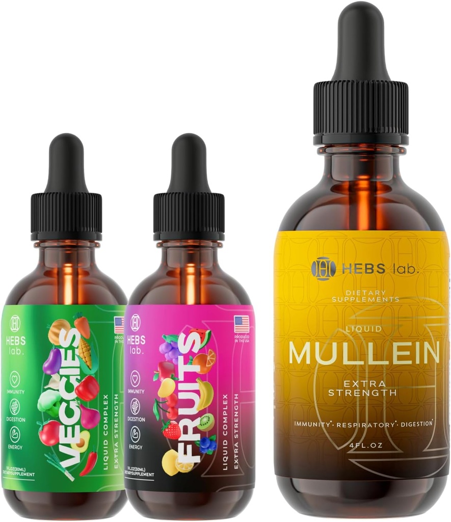 Bundel - Multivitamine Fruit en Groenten & Mullein Leaf Extract 4 oz - Vitamine Immune Booster en Long Ondersteuning Supplement