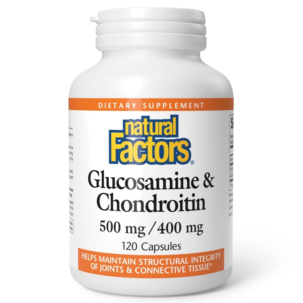 Natuurlijke factoren, Glucosamine & Chondroitine, ondersteunt gezonde gewrichten en connectief weefsel, 120 capsules