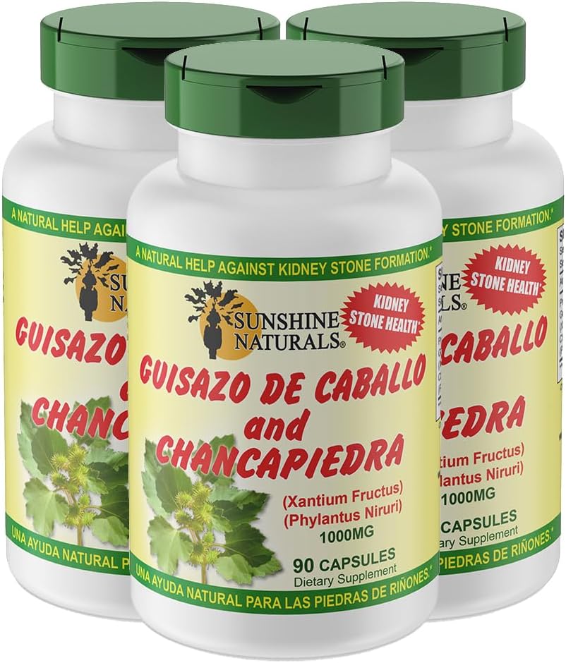 Sunshine Naturals Guisazo & Chancapiedra Herbal Blend, Natural Dietary Supplement for Wellness Support, 90 Capsules. Verpakking van 3