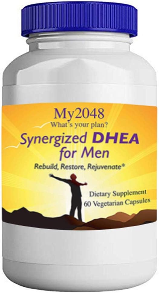 DHEA pour les hommes - My2048 Synergisé dans les capsules végétariennes, 60 Compte, équilibre hormonal, comprend 25 mg DHEA, 50 mg acide alpha-lipoïque et 50 mg DIM diindolylméthane