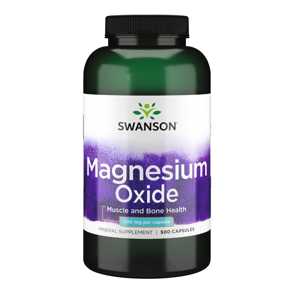 Swanson Magnesium Bone & Muscle Health Support 200 Milligrammen (2 capsules per 400 mg Dien magnesiumoxide) 500 capsules