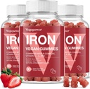 Iron Gummies Supplementen voor kinderen en vrouwen - Multivitamine met ijzer voor bloedgezonde, grote proeverij vitamines Gummy met vitamine C voor Max Absorptie - Aardbei (3 Packs)